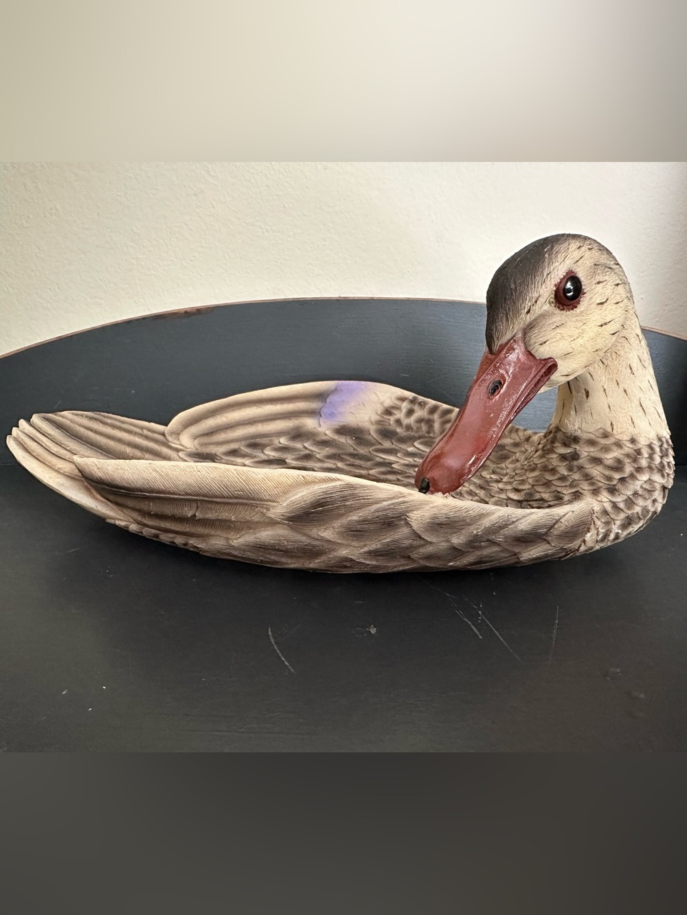 Decorative Ceramic Duck Centerpiece in Brown and Red